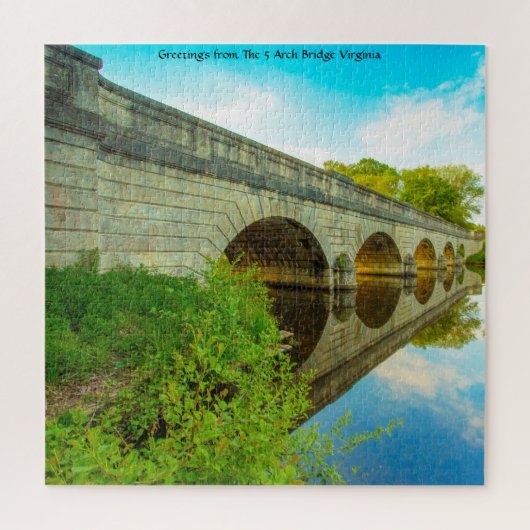 We houden van de 5 Arch Bridge Virginia Jigzaag Pu Legpuzzel (Verticaal)