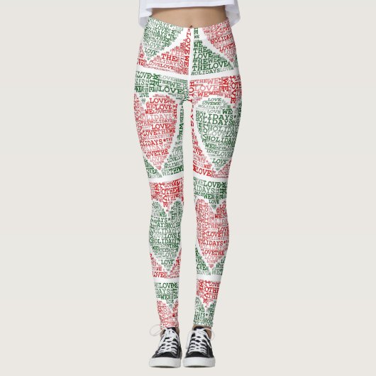 We houden van de Feestdagen Red Green die Yoga Pan Leggings (Voorkant)