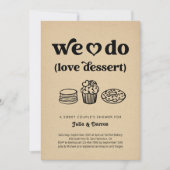 We houden van de huwelijksdouche van het dessertpa kaart (Voorkant)