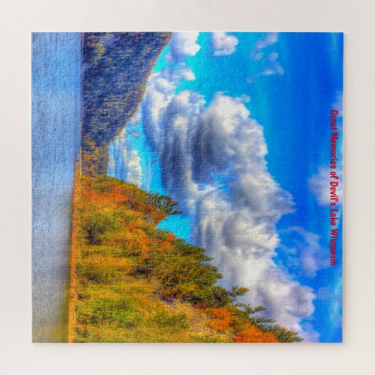 We houden van Devils Lake Wisconsin. Jigzaag Puzzl Legpuzzel (Horizontaal)