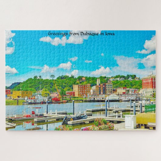 We houden van Dubuque in Iowa. Jigzaag Puzzle Legpuzzel (Horizontaal)