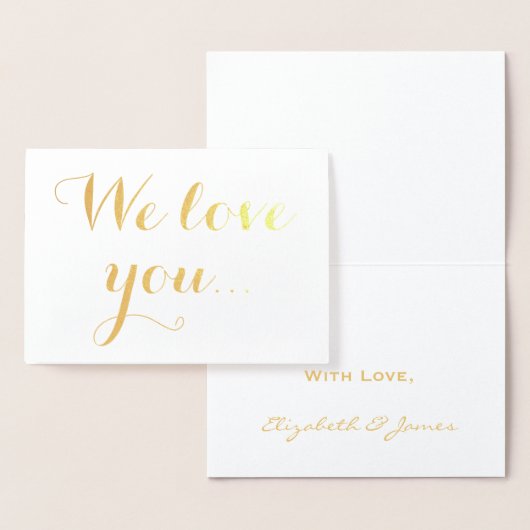 We houden van goudolie-elegante typografie folie kaarten (Display)