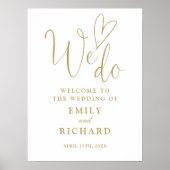 We houden van hart chique gouden bruiloft welkomst poster (Voorkant)