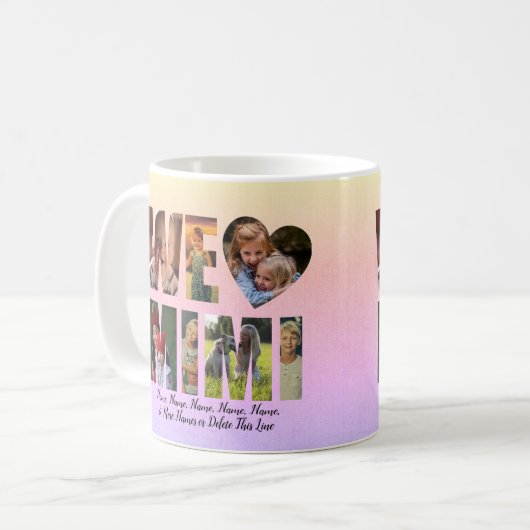 We houden van hart MIMI en voegen foto's toe Koffiemok (Voorkant links)