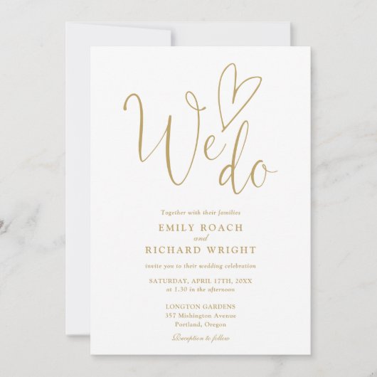 We houden van hart QR-code chique gouden bruiloft Kaart (Voorkant)