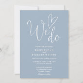 We houden van hart QR-code Dusty Blue Wedding Kaart (Voorkant)