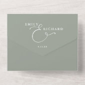 We houden van hart QR-code Sage Green Wedding All In One Uitnodiging (Achterkant)