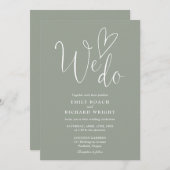 We houden van hart QR-code Sage Green Wedding Kaart (Voorkant / Achterkant)