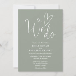 We houden van hart QR-code Sage Green Wedding Kaart