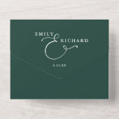 We houden van hart QR-code smaragdgroene bruiloft All In One Uitnodiging (Achterkant)