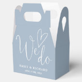We houden van hart stoffige blauwe bruiloft bedankdoosjes (Geopend)