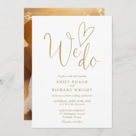 We houden van hartfoto elegante gouden bruiloft kaart