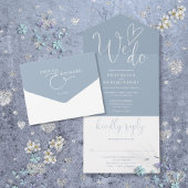 We houden van hartscript Dusty Blue Wedding All In One Uitnodiging