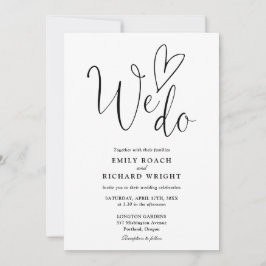 We houden van het hart script zwart-wit bruiloft kaart