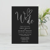 We houden van het hart script zwart-wit bruiloft kaart (Staand voorkant)