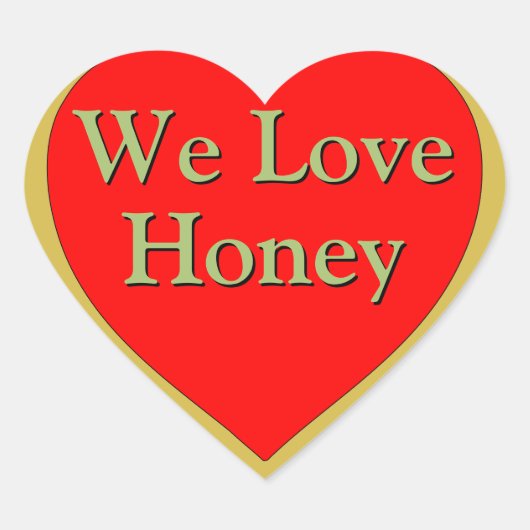 We houden van honing gouden amber hart sticker (Voorkant)