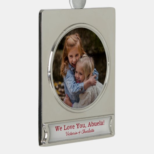 We houden van je Abuela Foto Verzilverd Banner Ornament (Rechts)