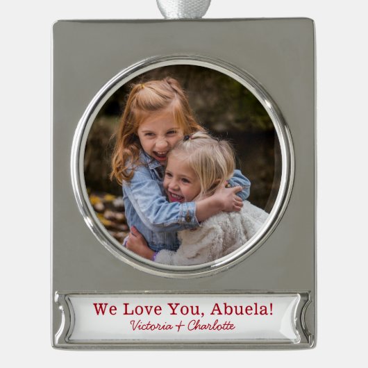 We houden van je Abuela Foto Verzilverd Banner Ornament (Voorkant)