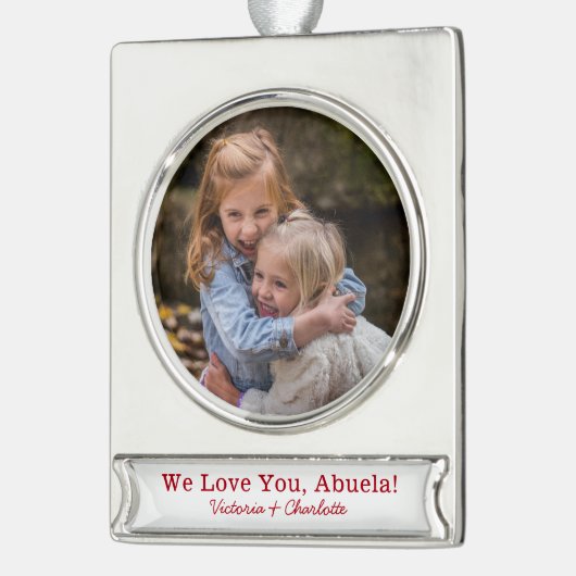 We houden van je Abuela Foto Verzilverd Banner Ornament (Links)