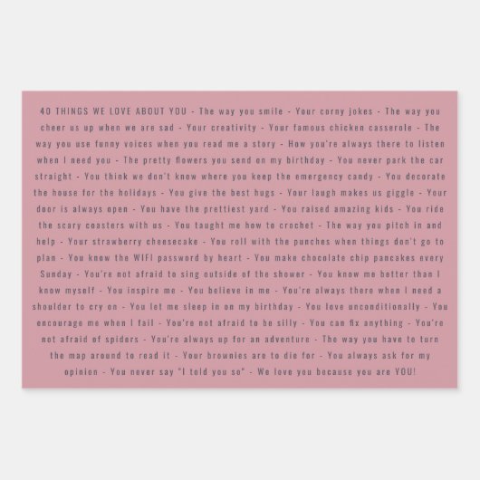 We houden van je berichten 40e verjaardag inpakpapier vel (Voorkant 2)