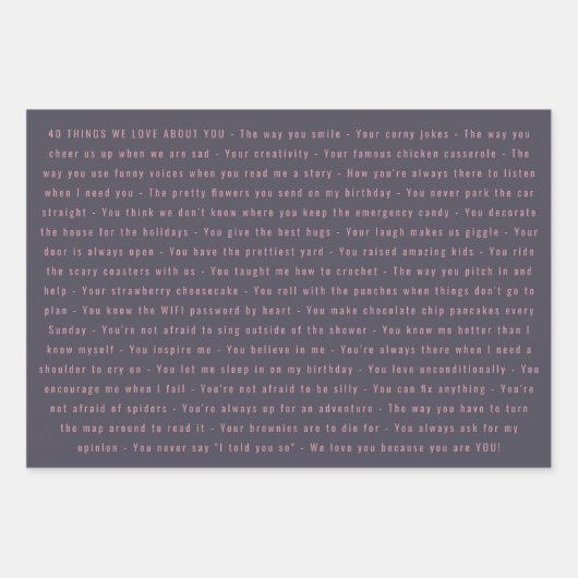 We houden van je berichten 40e verjaardag inpakpapier vel (Voorkant)