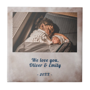 We houden van je Blush Waterverf familie foto Tegeltje