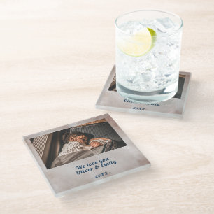 We houden van je Blush Waterverf Foto Glazen Onderzetter