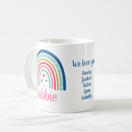 We houden van je Bubbie Rainbow Coffee Mok (Voorkant links)