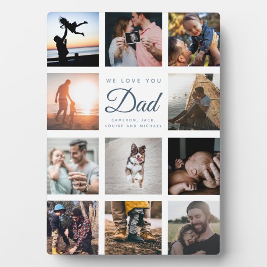 We houden van je DAD Modern Grey Elegant Vaderdag Fotoplaat (voorkant)