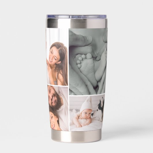 We houden van je Daddy Custom Multi Foto's Vaderda Geïsoleerde Drinkbeker (Achterkant)