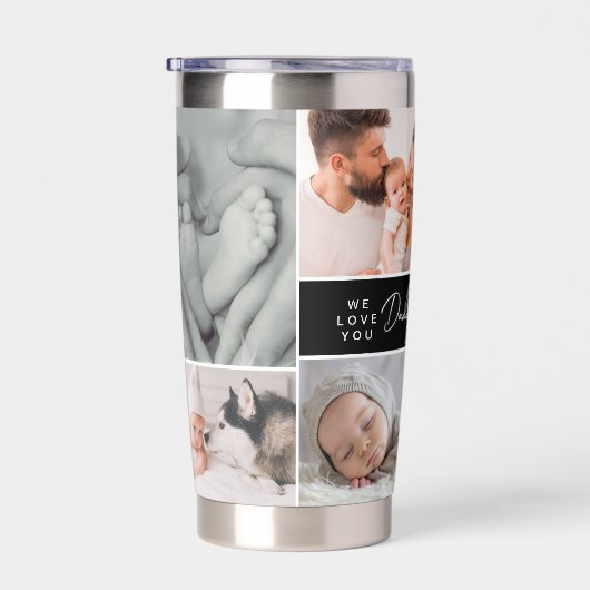 We houden van je Daddy Custom Multi Foto's Vaderda Geïsoleerde Drinkbeker (Rechts)