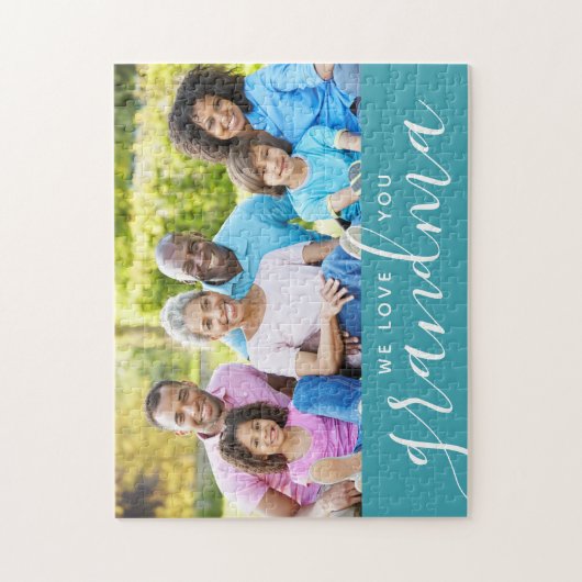 We houden van je Grandma Custom Photo Gift | Aqua Legpuzzel (Verticaal)