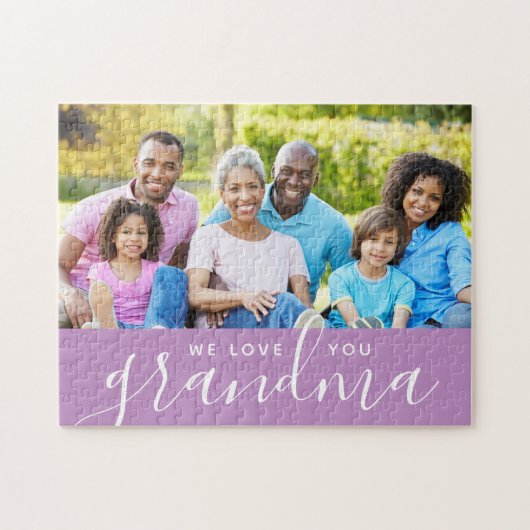 We houden van je Grandma Custom Photo Gift | PAARS Legpuzzel (Horizontaal)