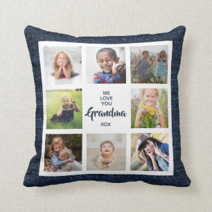 We houden van je Grandma Custom Pillow met 8 foto' Kussen