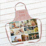 WE HOUDEN VAN JE GRANDMA familie Foto Collage Pink Schort<br><div class="desc">We houden van je oma! Perfect geschenk voor Moederdag,  Birthday,  of de Feestdagen: Een modern,  zoet schort op maat van tien van je persoonlijke favoriete foto's en een bericht,  namen voor de beste grootmoeder ooit. Dit is de stoffige roze en witte gestreept versie.</div>