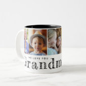 We houden van je Grootmoeder Kleinkinderen foto's Tweekleurige Koffiemok (Voorkant links)