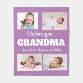 We houden van je grootmoeder Paars 4 Foto Kinderfa Fleece Deken