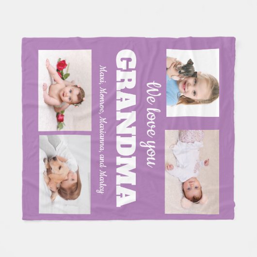 We houden van je grootmoeder Paars 4 Foto Kinderfa Fleece Deken (Voorkant (Horizontaal))