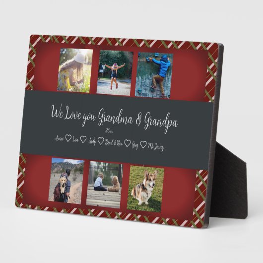 We houden van je, grootouders Custom 6 Foto Grid Fotoplaat (Zijkant)