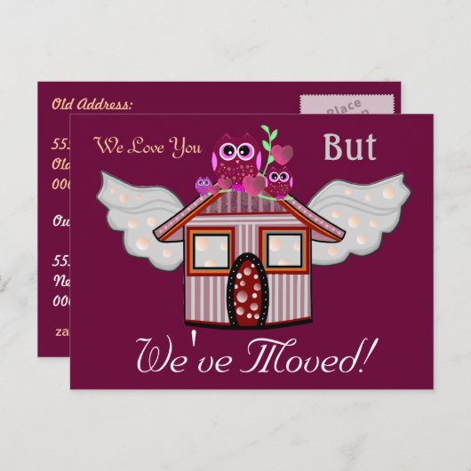 We houden van je, maar we zijn verhuisd! aankondigingskaart (Voorkant / Achterkant)