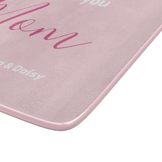 We houden van je, mam | Aangepaste Kinder namen Snijplank (Hoek)