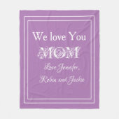 "We houden van je MAM" Aangepaste namen Lavendel Fleece Deken (Voorkant)