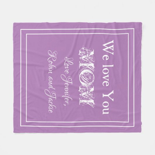 "We houden van je MAM" Aangepaste namen Lavendel Fleece Deken (Voorkant (Horizontaal))