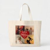We houden van je mam Custom Moederdag 3 Foto Colla Grote Tote Bag (Voorkant)