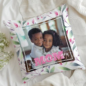 We houden van je mam foto roze bloemige Moederdag Kussen