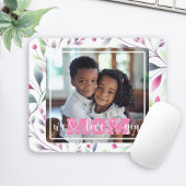 We houden van je mam foto roze bloemige Moederdag Muismat