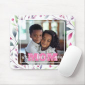 We houden van je mam foto roze bloemige Moederdag Muismat (Met muis)