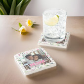 We houden van je mam foto roze bloemige Moederdag Stenen Onderzetter