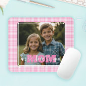 We houden van je mam foto roze geruite Moederdag Muismat