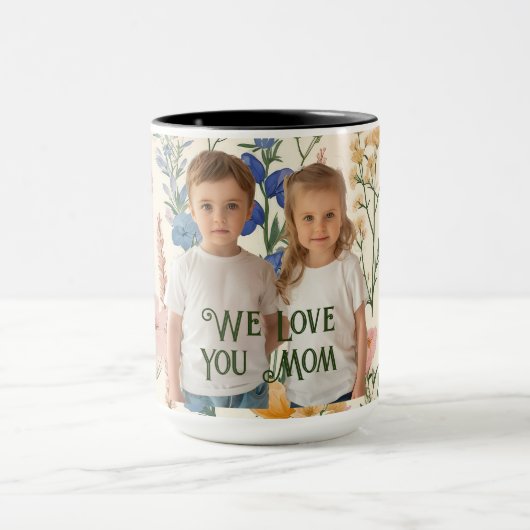 We houden van je mam groen laat Moederdag foto Mok (Midden)